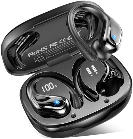 Wireless Earbuds Sport Bluetooth Headphones 5.4, 75Hrs Stereo New Bluetooth Earbuds with 4 HD Mic, Over-Ear Buds with Earhooks ENC Noise Canceling Earphones, IP7 Waterproof Headset for Workout/Running