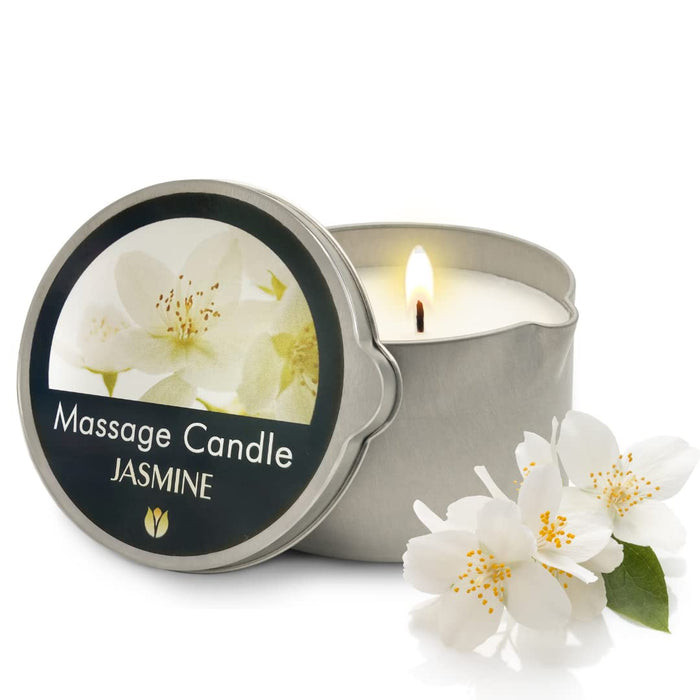 FLOWERLAND Massage Candle - Moisturizing Massage Oil Candle for Couples and Home Spa - Luxurious & Hydrating Skin Care Body Massage Oils - Natural, Vegan - Jasmine (200ml)
