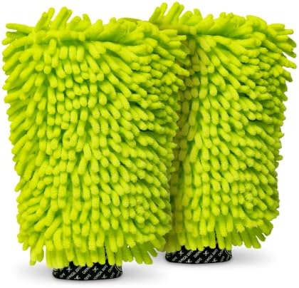 Chemical Guys MIC49302 Chenille Premium Scratch-Free Microfiber Wash Mitt, Lime Green, 9.6" x 2.3" x 7" (2 Pack)