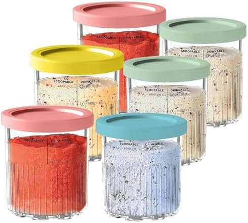 Creami Pint Containers Replacement for Ninja Creami Deluxe Pints 24oz NC501, Compatible with Ninja NC501 NC500 Series Creami Deluxe Ice Cream Makers (NC500 Series - 6 Pack)