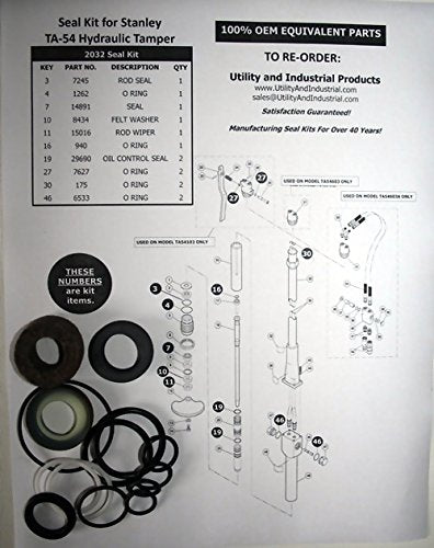 Stanley 02032 Packing Kit for TA-54 Stanley Hydraulic Tamper