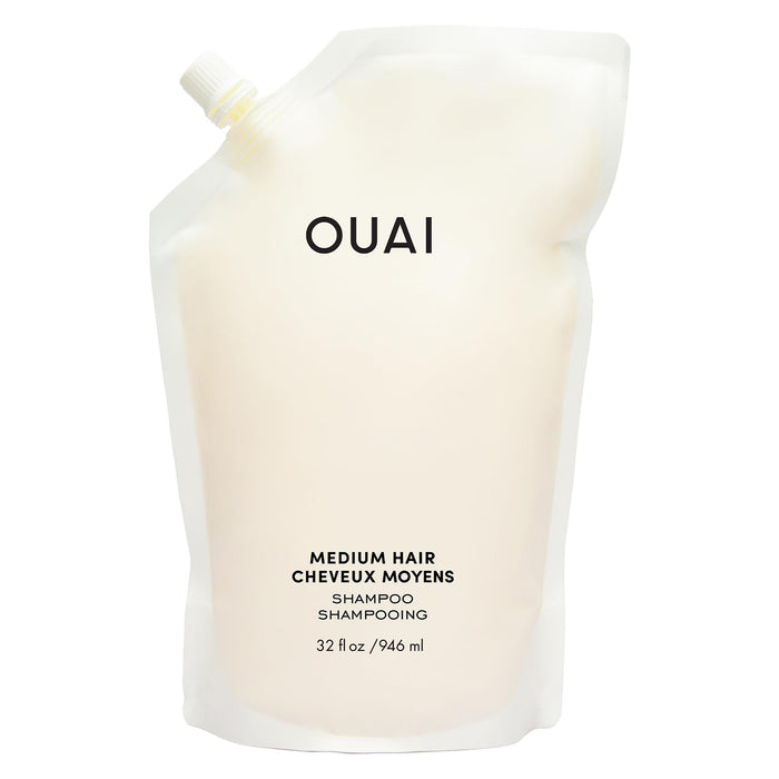 OUAI Medium Shampoo Refill - Hydrating Shampoo with Coconut Oil, Babassu, Kumquat Extract and Keratin - Strengthens, Nourishes and Adds Shine - Paraben, Phthalate and Sulfate Free Hair Care - 32 oz