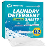 Laundry Detergent Sheets Eco Friendly: Maravello Clothes Detergent Sheet Travel Size - Earth Detergent Strips Plastic Free, Portable Soap Safe for Baby & Sensitive Skin (Fresh Scent, 120 Count)