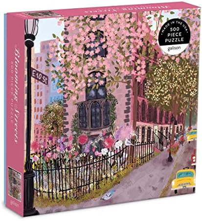 Galison Blooming Streets 500 Piece Puzzle from Galison - Beautifully Illustrated Jigsaw Puzzle of a Local NYC Street, Fun & Challenging, Unique Gift Idea