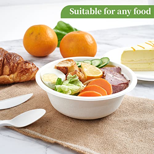 ECOLipak 150 Pack 12 oz Paper Bowls, Disposable Compostable Bowls Heavy-Duty, Biodegradable Soup Bowls Made of Natural Bagasse, Eco-Friendly Sugarcane Bowls for Salad, Dessert, Milk, Cereals