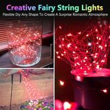 2 Pack Each 33Ft 100LED Battery Operated Fairy Lights with Remote, Waterproof Battery Christmas Twinkle Lights with Timer, String Lights for Bedroom Christmas Decorations (Red)