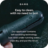 DAME Reusable Tampon Applicator | No Boiling Required, Easy to Clean | Fits All Tampons | Reduce Plastic Waste | 3 Organic Cotton Tampons Included | Sustainable Period Care