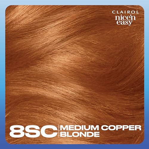 Clairol Nice'n Easy Permanent Hair Dye, 8SC Medium Copper Blonde Hair Color, Pack of 3