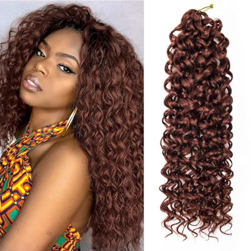 GoGo Curl Crochet Hair for Women Ginger Curly Crochet Hair Water Wave Crochet Hair Beach Curl Crochet Synthetic Hair Deep Wave Braiding Hair Extensions (18 inch(Pack of 2), 350)