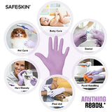 SAFESKIN Nitrile Disposable Gloves, 50-Count Pack, Light Duty, Medium Size, Powder Free - For Food Handling, First Aid, Hair Coloring, Baby and Pet Care - Premium Medical Exam Gloves