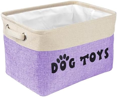 PET ARTIST Dog Toy Basket Bin- Rectangular Storage Box Chest Organizer for Dog Toys,Dog Coats,Dog Clothing,Dog Apparel & Accessories,Purple