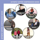 2 Pairs Compression Socks Toe Open Leg Support Stocking Knee High Socks with Zipper (Nude, L/XL) …