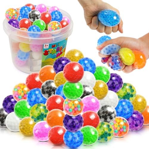 Squishy Stress Balls Fidget Toys - 72 Pack Squishy Toys Stress Ball for Anxiety Fidget Toys Bulk, Squeeze Balls for Adult with ADHD, Autism - Fidgets for Classroom, Easter Gifts, Easter Basket Ideas