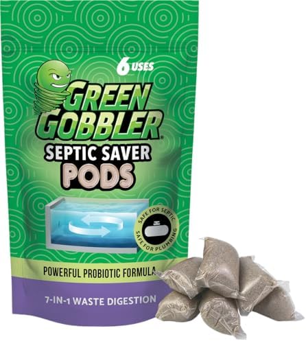 Green Gobbler Septic Tank Treatment Packets, 6 Month Supply - Natural Bacteria to Prevent Costly Septic Issues, Back-Ups, Pod: Color May Vary