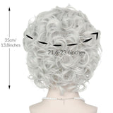 Koonfan Old Lady Wig Granny Grandma Costume 100 Days of School Party Wig Halloween Cosplay Short Silver Wigs