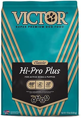 VICTOR Super Premium Dog Food – Hi-Pro Plus Dry Dog Food – 30% Protein, Gluten Free - for High Energy and Active Dogs & Puppies, 15lbs