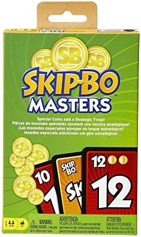 Mattel Games Skip-Bo Masters Card Game for Adults, Family Night & Parties, Play Numbers in Order for 2 for 6 Players