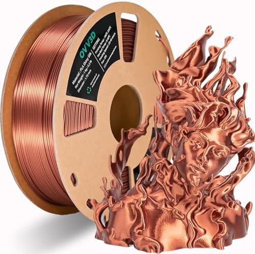 OVV3D Silk PLA Filament 1.75mm, Upgrade Copper PLA Filament 3D Printer Filament, Silk Copper Metal 3D Printing Filament, 3D Filament 1.75 +/- 0.02mm, Silk 1.75 PLA Filament for 3D Printer, 1kg