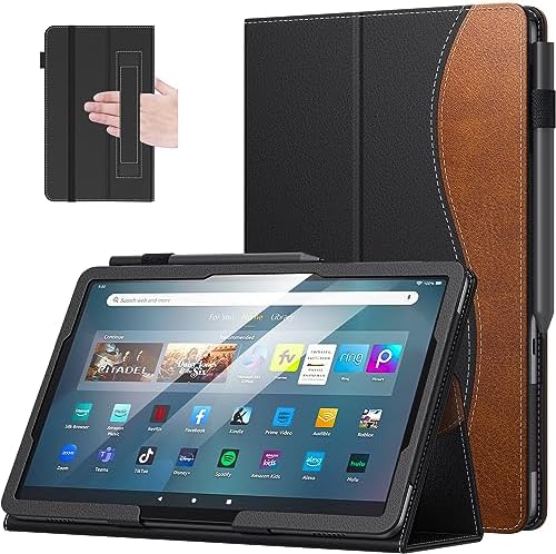 MoKo for Amazon Kindle Fire Max 11 Case (13th Generation, 2023 Release) 11" - Slim Folding Stand Cover Case for Fire 11 Tablet with Auto Wake/Sleep, Black+Brown