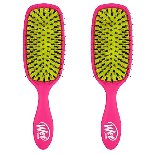 Wet Brush Shine Enhancer Hair Brush, Pink - Exclusive Ultra-soft IntelliFlex Bristles - Natural Boar Bristles for All Hair Types - For Women and Men, Wet and Dry Hair (Pack of 2)