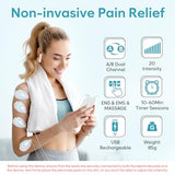 Easy@Home Electronic TENS Unit: Pain Relief Therapy - EMS Pulse Massager Rechargeable Machine - Dual Channel 24 Modes 20 Intensities 16 Pads TENS and Powered Muscle Stimulator EHE020