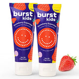 BURSTkids Strawberry Kids Toothpaste Fluoride-Free - Great Tasting, Dye Free Baby, Toddler & Kid Toothpaste Age 0+ with Nano-Hydroxyapatite - 4oz, 2pk