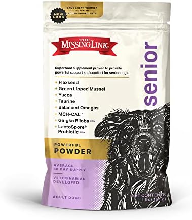 The Missing Link Senior Dog Supplement 1lb Bag - Powerful Powder Supports Bones, Joints, Skin, Coat, Heart, Eyes, Memory & Cognition