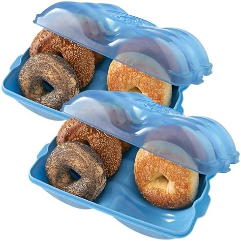Touch Up Cup Bagel Fresh Holder Container Bread Storage Keeper Saver, Airtight and Reusable, BPA-Free, As Seen On Shark Tank Products, Pack of 2, Holds 12 Bagels