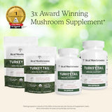 Turkey Tail Capsules - Organic Mushroom Supplement with Potent Turkey Tail Mushroom Extract for Gut, Energy, Brain, & Immune Support - Vegan Mushroom Extract, Non-GMO, 200 Caps