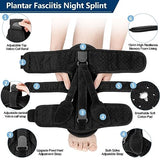 exhood Plantar Fasciitis Night Splint, Brace for Plantar Fasciitis Relief, Adjustable with 3 Straps, Perfect for Day & Night Use, Alleviates Foot Drop, Achilles Tendonitis (Black)