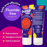 BURSTkids Strawberry Kids Toothpaste Fluoride-Free - Great Tasting, Dye Free Baby, Toddler & Kid Toothpaste Age 0+ with Nano-Hydroxyapatite - 4oz, 2pk