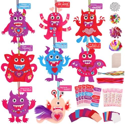 Valentine's Day Gifts for Kids Classroom, 40 Sets Valentines Day Cards Craft Kit Monster Arts for School Exchange, Make Your Own Craft Supplies for Valentines Party Favor Decoration, DIY Activities