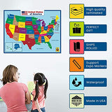 United State Map Laminated Poster -Double Side Educational Poster For Kids/Adults -18 x 24 inch Waterproof Map For Home Classroom