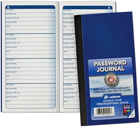 Adams Password Journal, 6.25 x 3.25 Inches, Pack Of 3