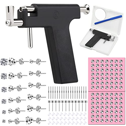 Professional Ear Piercing Gun Kit, Multi Purpose Ear Piercing Kit Nose Piercing Tools Set with 230 Pcs Stainless Steel Stud Earrings and Earrings Backs for Salon and Home Piercing