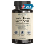 VINATURA Lumbrokinase, Nattokinase 2000FU & Serrapeptase - USA Made & Tested, Circulation Supplements of Nattokinase Serrapeptase (Natto-Serra), Rutin, Beetroot, Lumbrokinase Supplement