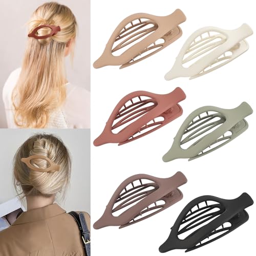 6 Packs Flat Hair Clips, Curved Claw Clips for Women Girls, Alligator Clips for Thick Thin Hair, Strong Hold Duck Billed Clips,4.7 Inch Hair Clips, Wine Red Color, Valentine's Day Gifts