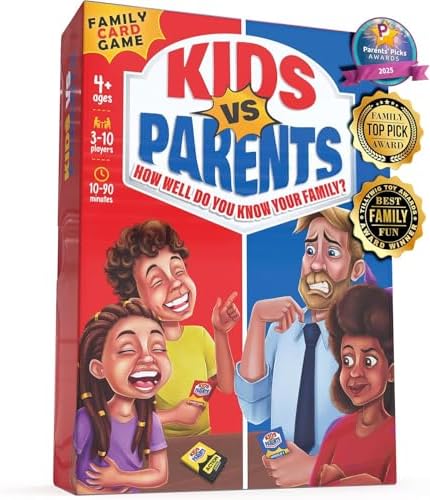 Kids VS Parents - Family Game for Kids 4-12 | Games for Family Game Night | Fun Kids Card Games with 200 Conversation Starter Cards for 10-90 Minutes Play Time