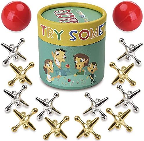 TriMagic Jacks Game with Ball, Old School Jax Game Toys, Retro Vintage Board Games for Kids 8-10-12 Years Old and Young Adults, Classic Traditional Table Games for Family Game Night