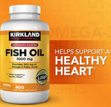 Kirkland Fish Oil 1000mg 400 Softgels for Women and Men, Provides 300 mg Omega 3 Fatty Acids + (Better Guide Vitamins Supplements Include