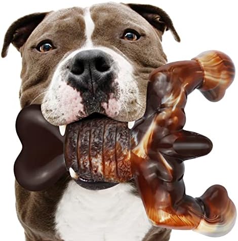 Dog Chew Toys for Aggressive Chewers Almost Indestructible Dog Toys,Bacon Flavor,Tough Dog Bone Toys for Medium/Large Breed Dogs,Best Chew Toys to Keep Them Busy