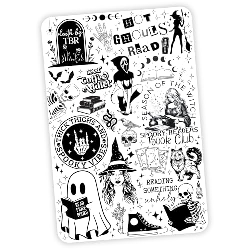 Clear Back Cover Insert for Kindle Paperwhite | E Reader Bookish Card Insert | Halloween Cardstock Insert for 11th generation 6.8" | Booktok Stickers Case Insert | Spooky Book Gifts (White Witchy)