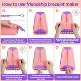 Arts and Crafts for Kids Ages 8-12,Friendship Bracelet Making Kit for Girl,Kids Jewelry Making Kit with 28 Pre-Cut Threads,Christmas Birthday Gifts for Ages 6 7 8 9 10 11 12 Year Old Pink/Purple