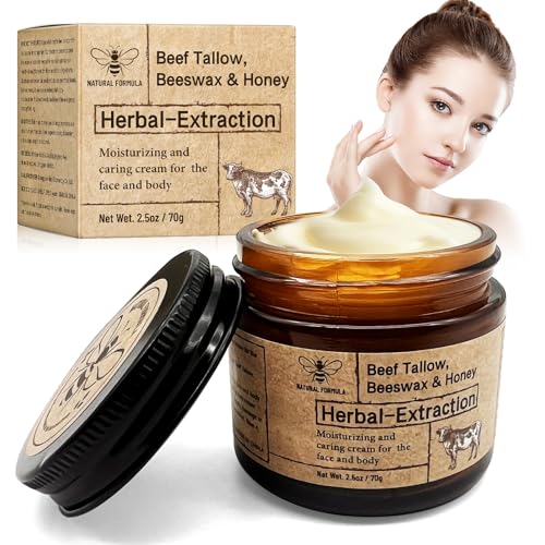 Beef Tallow for Skin, Face and Body Moisturizer, Tallow and Honey Balm - 100% Grass Fed