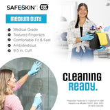 SAFESKIN Nitrile Disposable Gloves in Pack of 200, Medium Duty, Medium Size, Powder Free - Food Handling, First Aid, Cleaning