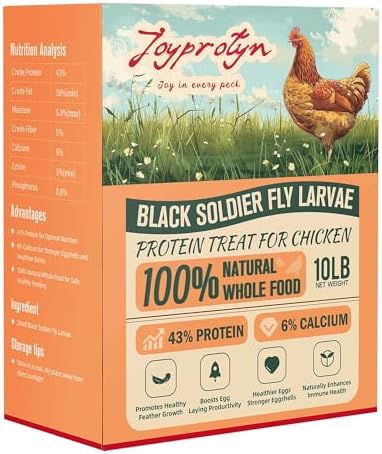 10LB Dried Black Soldier Fly Larvae for Chicken– 85X More Calcium Grubs Than Mealworms for Strong Eggshells & Healthy Growth - High Proteinfor Chickens, Birds, Ducks, Geese & Pets