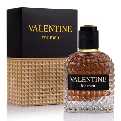 Valentine for Men EDP 3.4 fl Oz- Top Notes of Woody & Outdoor of Sweet Myrtle & Zesty Bergamot - Middle Scent of Roasted Coffee Bean, Chocolate & Hazelnut - Free of Paraben - Elegant 100ml Bottle