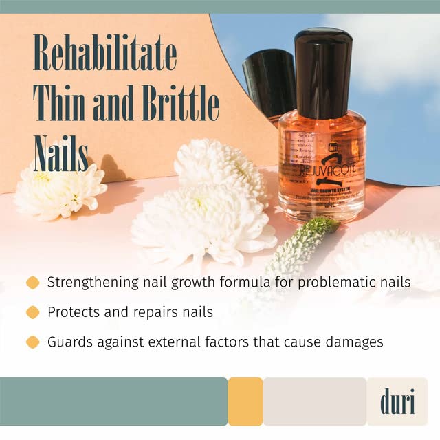 Duri Rejuvacote 2 Nail Growth System Sensitive Formula - Nail Hardener and Strengthener for Brittle, Breaking, Splitting Nail Repair - 0.45 Fl Oz (Pack of 2)