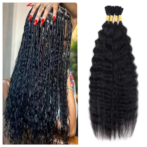 Super Wave Bulk Human Hair For Braiding No Weft 100g (1Pack-4PCS) Wet and Wavy Human Braiding Hair 100% Virgin Human Hair Super French Human Bulk Hair For Boho Braids (Super Bulk 20 Inch)