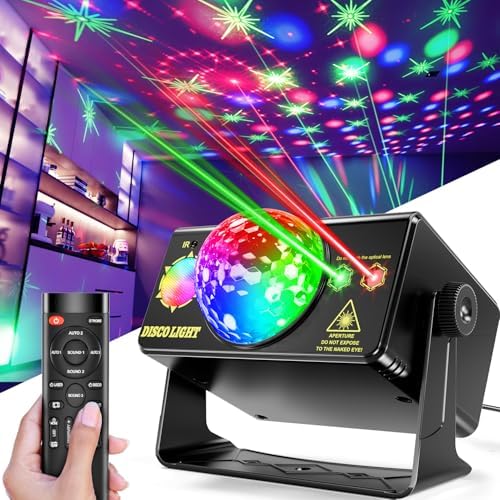 Disco Lights, Party Lights caivimvn Strobe Light Sound Activated LED DJ Lights Multiple Patterns with Remote Control for Parties Home Show Bar Club Birthday DJ Pub Karaoke Christmas Holiday